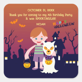 Halloween Kostuum Jongen Verjaardagsfeest Vierkante Sticker