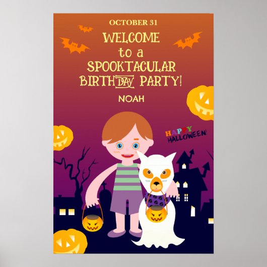 Halloween Kostuum Jongen Verjaardagsfeestje Poster (Voorkant)