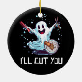 Halloween Kostuum Kapper Ghost Haarstylist I' Keramisch Ornament (Achterkant)