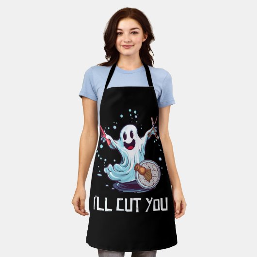 Halloween Kostuum Kapper Ghost Haarstylist I' Schort (Gedragen)