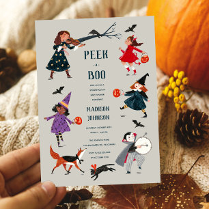 Halloween kostuum kids babyshower uitnodiging