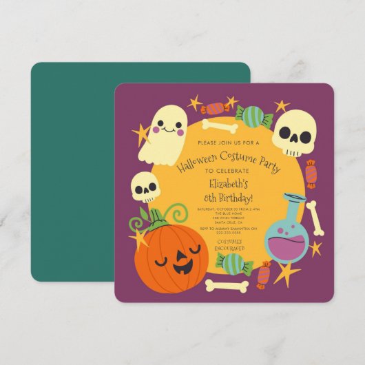 Halloween Kostuum Kids Verjaardagsfeestje Kaart (Voorkant / Achterkant)