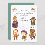 Halloween Kostuum Kids Verjaardagsfeestuitnodiging Kaart<br><div class="desc">Halloween Kostuum Kinder Spook Heks Tovenaar Verjaardagsfeest</div>