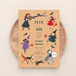 Halloween kostuum kinder babyshower uitnodiging