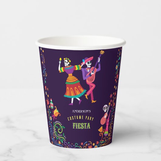 Halloween Kostuum Kleurrijk Feest De los Muertos Papieren Bekers (Achterkant)