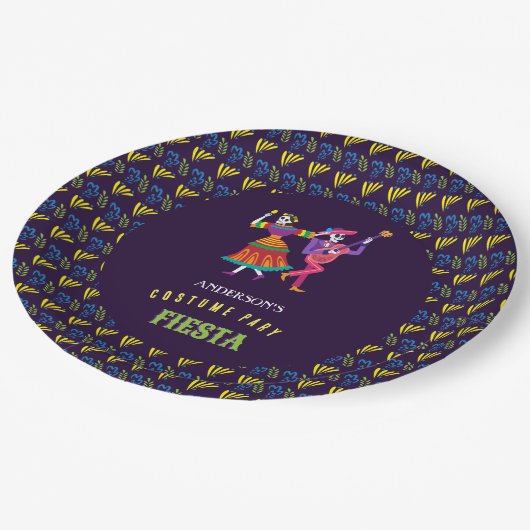 Halloween Kostuum Kleurrijk Feest De los Muertos Papieren Bordje (Gekanteld)