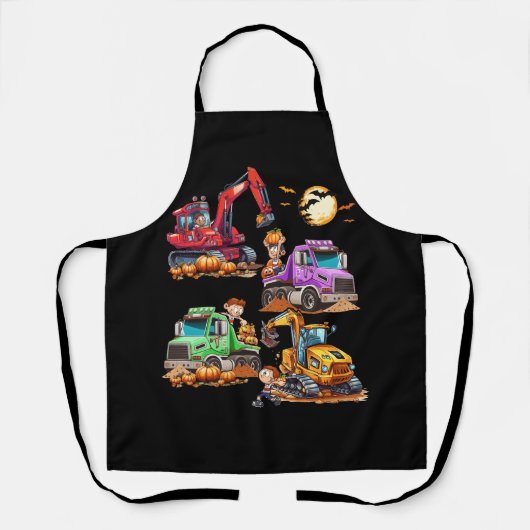 Halloween kostuum kraan vrachtwagen pompoen constr schort (Voorkant)