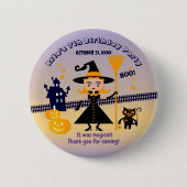 Halloween kostuum meisje heks verjaardagsfeestje ronde button 5,7 cm (Voorkant)
