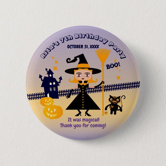 Halloween kostuum meisje heks verjaardagsfeestje ronde button 5,7 cm (Voorkant)