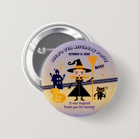 Halloween kostuum meisje heks verjaardagsfeestje ronde button 5,7 cm (Voorkant /achterkant)