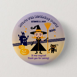 Halloween kostuum meisje heks verjaardagsfeestje ronde button 5,7 cm