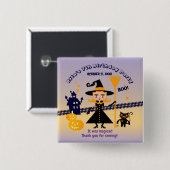 Halloween kostuum meisje heks verjaardagsfeestje vierkante button 5,1 cm (Voorkant /achterkant)