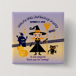 Halloween kostuum meisje heks verjaardagsfeestje vierkante button 5,1 cm