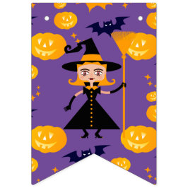 Halloween kostuum meisje heks verjaardagsfeestje vlaggetjes