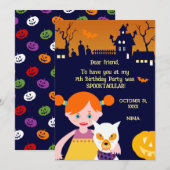 Halloween kostuum meisje verjaardagsfeestje bedankkaart (Voorkant / Achterkant)