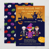 Halloween kostuum meisje verjaardagsfeestje kaart (Voorkant / Achterkant)