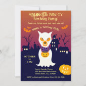 Halloween kostuum meisje verjaardagsfeestje kaart (Voorkant)