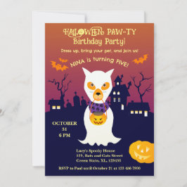 Halloween kostuum meisje verjaardagsfeestje kaart