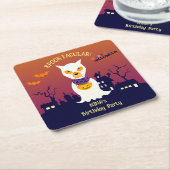 Halloween kostuum meisje verjaardagsfeestje kartonnen onderzetters (Schuin)