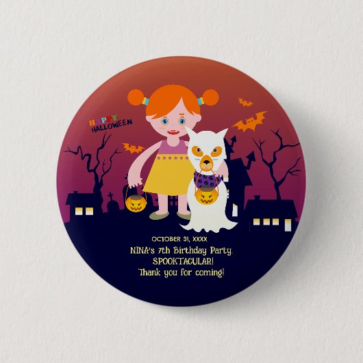 Halloween kostuum meisje verjaardagsfeestje ronde button 5,7 cm (Voorkant)