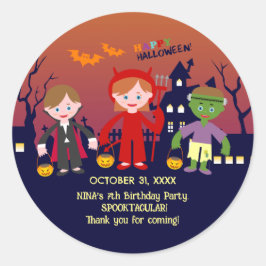 Halloween kostuum meisje verjaardagsfeestje ronde sticker