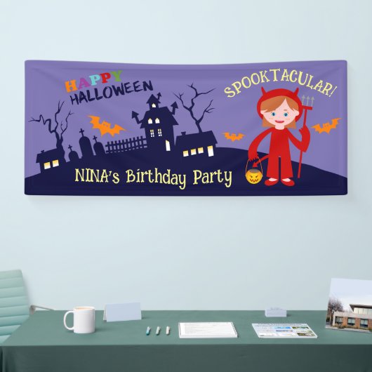 Halloween kostuum meisje verjaardagsfeestje spandoek (Beurs)