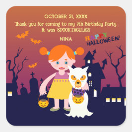 Halloween kostuum meisje verjaardagsfeestje vierkante sticker