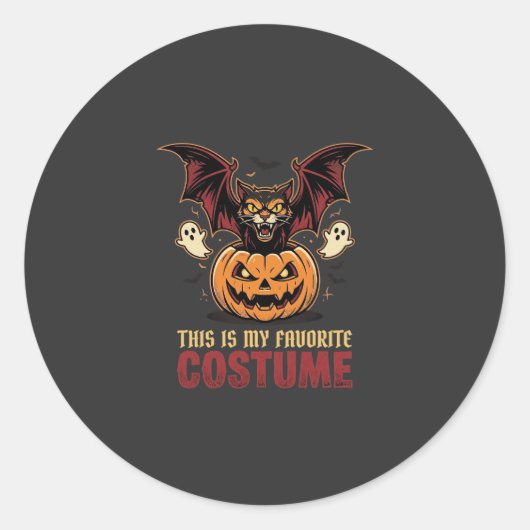 Halloween Kostuum Monster Pompoen Gotische Vector Ronde Sticker (Voorkant)