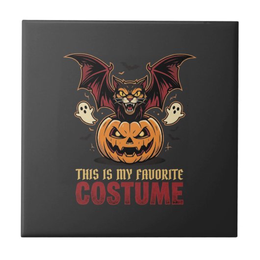 Halloween Kostuum Monster Pompoen Gotische Vector Tegeltje (Voorkant)
