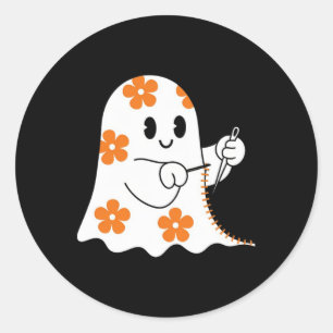 Halloween kostuum naaien spook boek grappig naaien ronde sticker