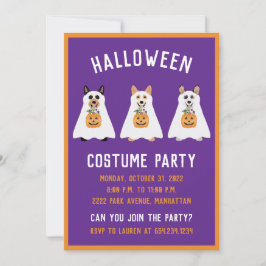 Halloween Kostuum Party Corgi Ghost Dogs Kaart