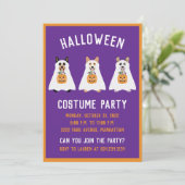 Halloween Kostuum Party Corgi Ghost Dogs Kaart (Staand voorkant)