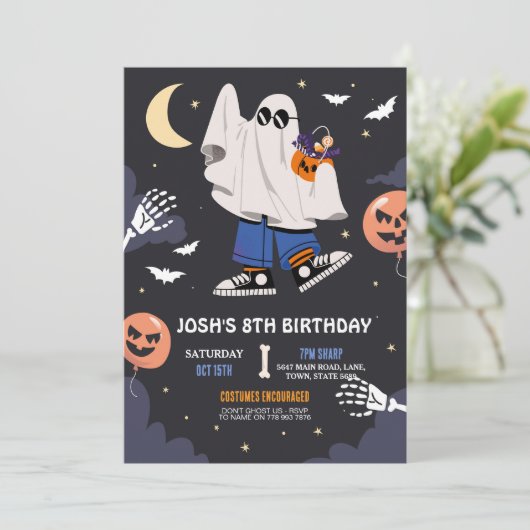 Halloween Kostuum Party Ghosts Boys Tiener Kaart (Staand voorkant)