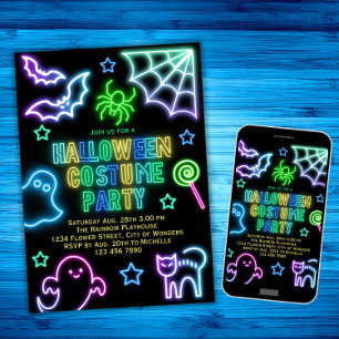 Halloween Kostuum Party Invitation Kinder Neon Spo Kaart