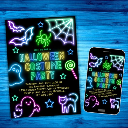 Halloween Kostuum Party Invitation Kinder Neon Spo Kaart
