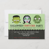 Halloween kostuum party monstermaskers uitnodiging (Voorkant)