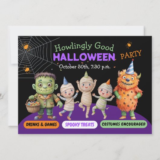 Halloween Kostuum Party Monsters Spooky Fun Dance Kaart (Voorkant)
