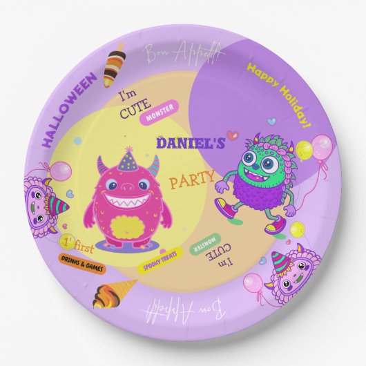 Halloween Kostuum Party Monsters Spooky Fun Dance Papieren Bordje (Voorkant)