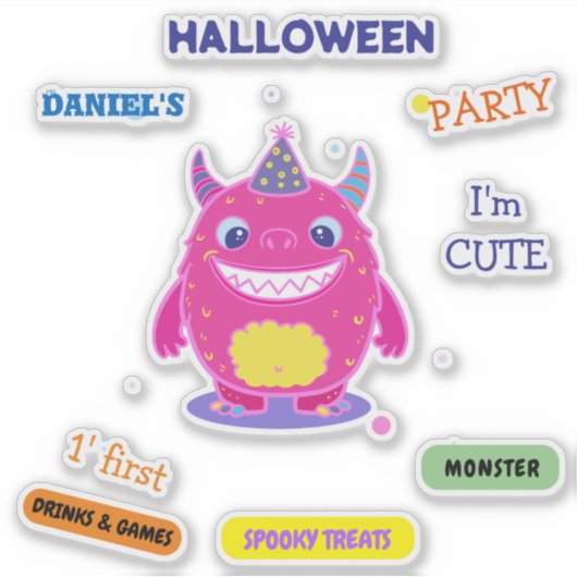 Halloween Kostuum Party Monsters Spooky Fun Dance Sticker (Voorkant)