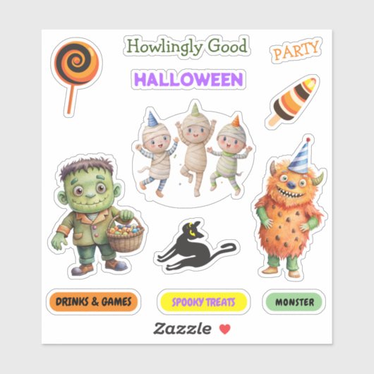 Halloween Kostuum Party Monsters Spooky Fun Dance Sticker (Vel)