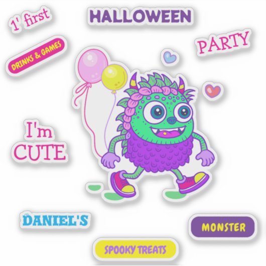 Halloween Kostuum Party Monsters Spooky Fun Dance Sticker (Voorkant)