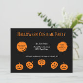 Halloween kostuum party pompoen uitnodiging (Staand voorkant)