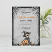 Halloween kostuum Party Scary skelet en pompoen Kaart (Staand voorkant)