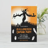 Halloween Kostuum Party spooky boom geesten pompoe Kaart (Staand voorkant)