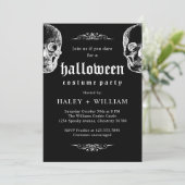 Halloween Kostuum Party Spooky Gothic Schedel Them Kaart (Staand voorkant)