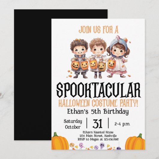 Halloween Kostuum Party Verjaardag Kinder Feest Kaart (Voorkant / Achterkant)