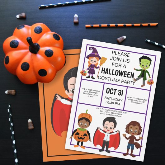 Halloween Kostuum Party voor Kinderen Custom Kaart