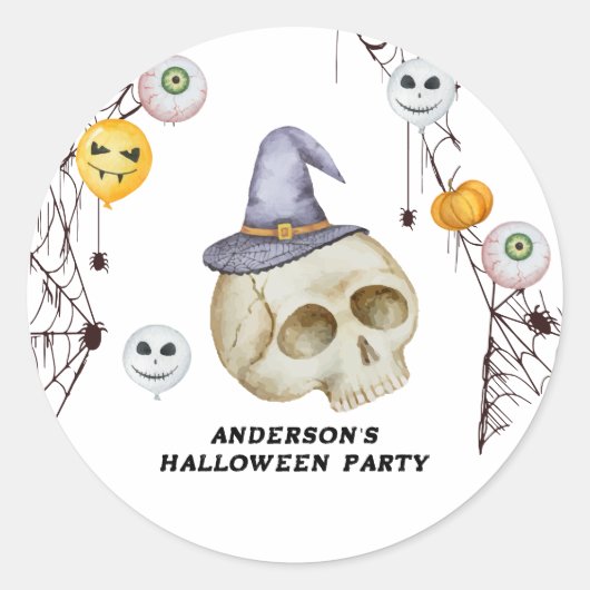 Halloween Kostuum Party Waterverf Ronde Sticker (Voorkant)
