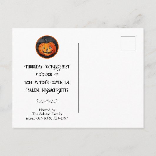 Halloween Kostuum Party Waterverf Uitnodiging Briefkaart (Achterkant)