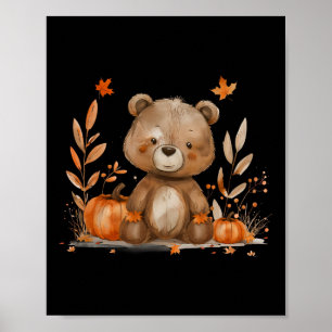 Halloween Kostuum Schattige Beer Herfstbladeren Po Poster